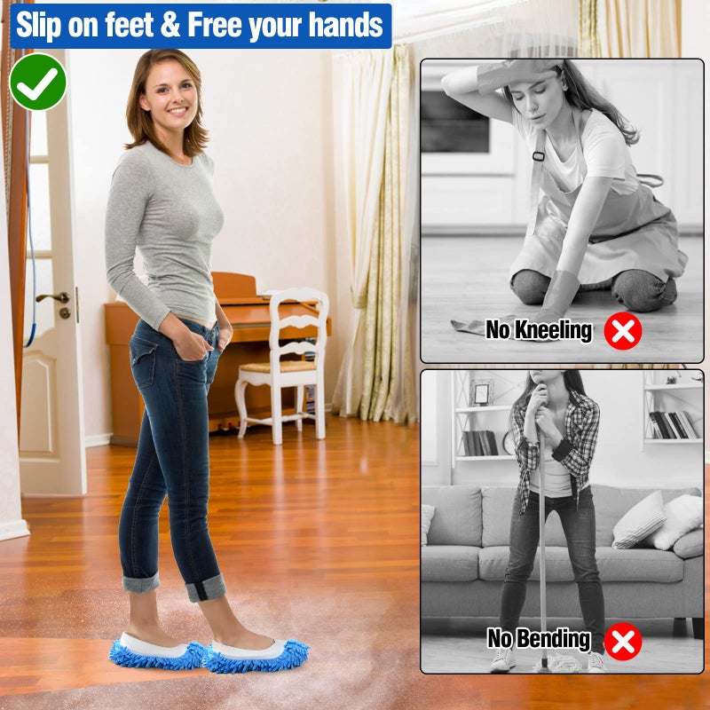 AIFUSI 10Pcs Mop Slippers for Floor Cleaning Washable Shoes Cover Soft Microfiber Dust Mops Mop Socks Reusable for Women Men Kids Foot Dust Hair Cleaners Sweeping House Office Bathroom Kitchen - Image 2